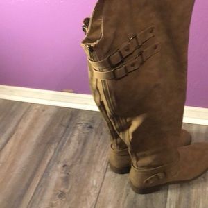 Over the Knee  beige suede boots